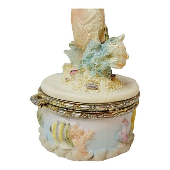 Vintage Small Beach Seashore Nautical Fish Trinket Ring Box 3" tall - Picture 7 of 12